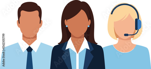 Customer service team vector illustration call center support agent group