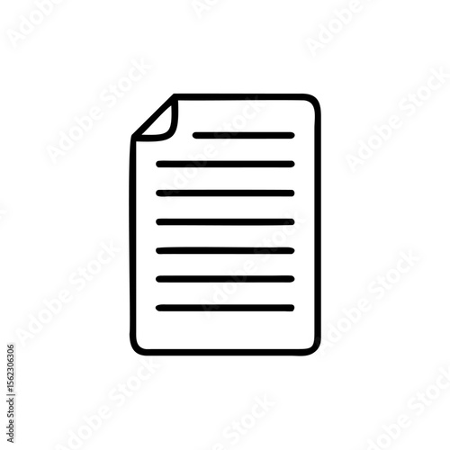 Handdrawn document icon with curved corner horizontal lines representing text on