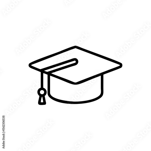 Outline graduation cap on with tassel square mortarboard education