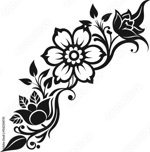 Abstract floral background featuring a seamless vintage flower and leaf pattern illustration, perfect for summer wedding decorations or nature-inspired wallpaper