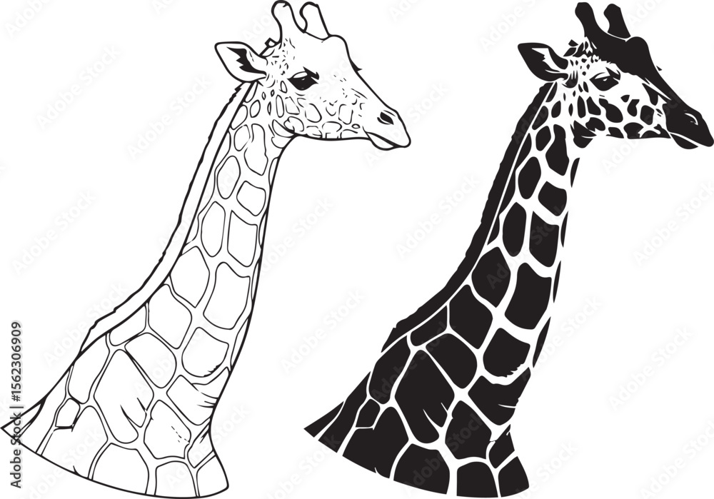 Naklejka premium Giraffe Head Portrait Vector Illustration