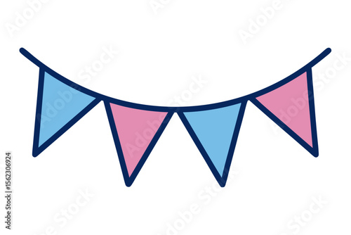 Colorful Bunting Banner on White Isolated Vector