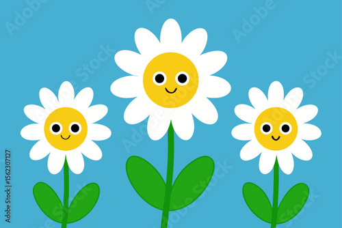 Daisy Flowers Blooming on Sunny Meadow Landscape
