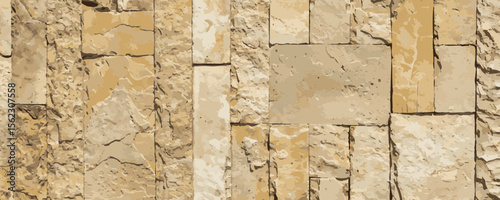 Sandstone brick wall texture. Old rock castle pattern, terracotta grunge antique background