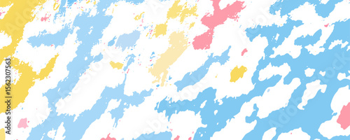Pink yellow blue 2d pattern. Pastel sky with splashes of pastel-colored paint
