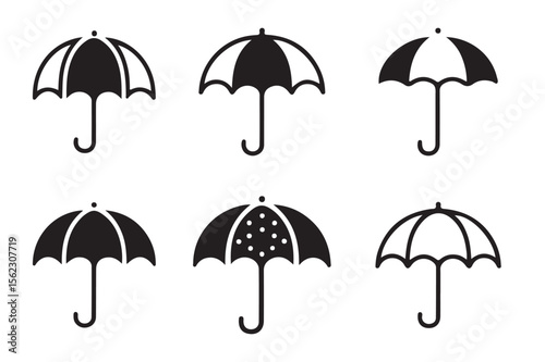 Set of  Umbrella variation line, Filled icon Collection vector illustration on white background