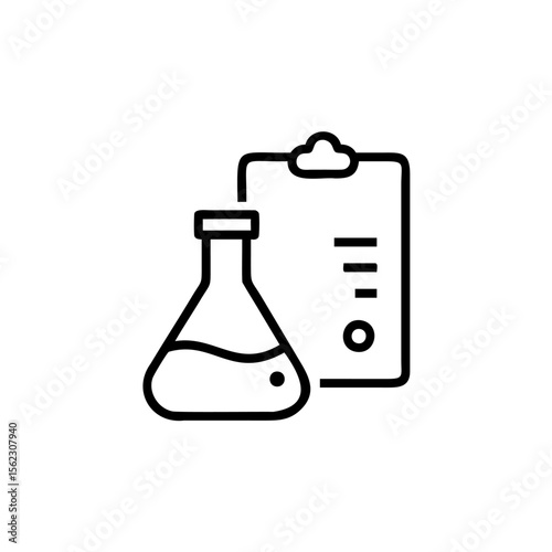 Outline a laboratory flask clipboard with lines a circle on beaker science