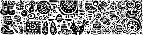 Hand‑Drawn Baby Toys Illustration, Tribal Childhood Folk Art Pattern Vector for Nursery and Playtime Adventure Themes Design