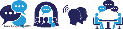 Communication and discussion vector icons for business and social media use