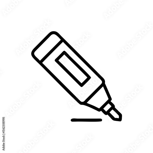 Outline a highlighter pen with a rectangular body a line drawn below marker writing