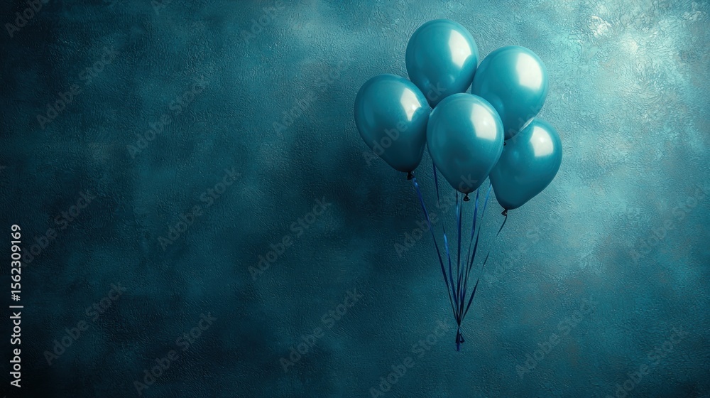 Obraz premium Blue balloons float against a textured backdrop