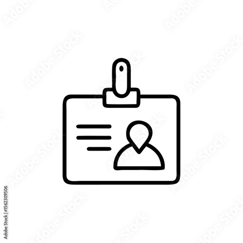 Handdrawn I D badge with person icon lines on identity card