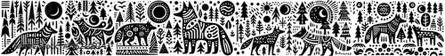 Hand‑Drawn Arctic Wolf Illustration, Tribal Snow Folk Art Pattern Vector for Wildlife and Winter Adventure Themes Design