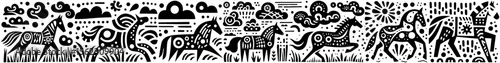 Hand‑Drawn Appaloosa Horse Illustration, Tribal Western Folk Art Pattern Vector for Ranch and Riding Adventure Themes Design