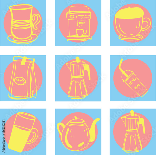 Restaurant alcoholic drink Line art	
