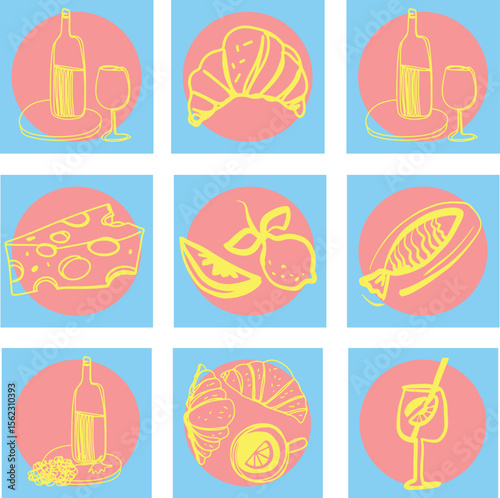 Restaurant alcoholic drink Line art	
