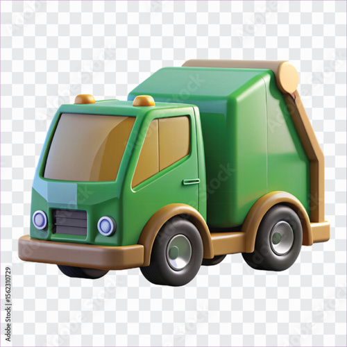 3D Garbage Truck Icon | Waste Collection Vehicle, Sanitation Equipment, Recycling Transport Symbol
