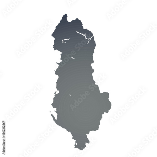 Map of Albania, sign silhouette. World Map Globe. Vector Illustration isolated on white background. Europe continent.