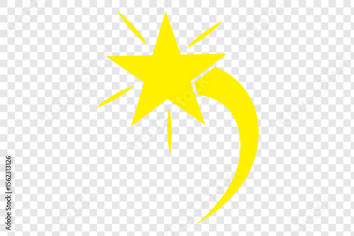 Shooting stars icon vector set. Black falling stars icon. Meteorite and comet symbols. Abstract silhouette of shooting star. Flying comet with tail, falling meteor, abstract galaxy element.