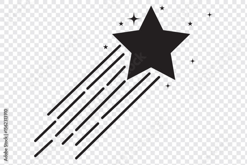 Shooting star icon, vector sing set. Black stars. Twinkle stars collection. vector illustration. Eps 10.