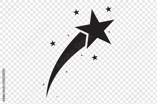 Shooting star icon, vector sing set. Black stars. Twinkle stars collection. vector illustration. Eps 10.