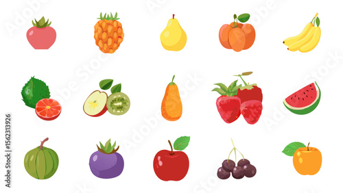 Fresh assortment of vibrantly colored fruit offers a delightful and healthy food concept, perfect for culinary designs and nutrition projects.