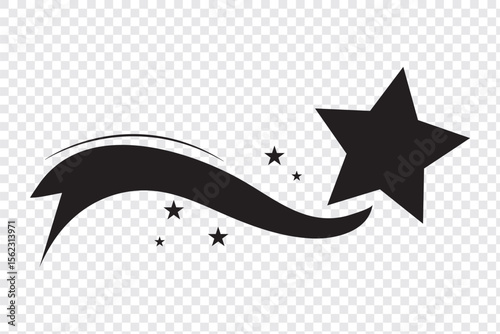 Shooting star icon, vector sing set. Black stars. Twinkle stars collection. vector illustration. Eps 10.