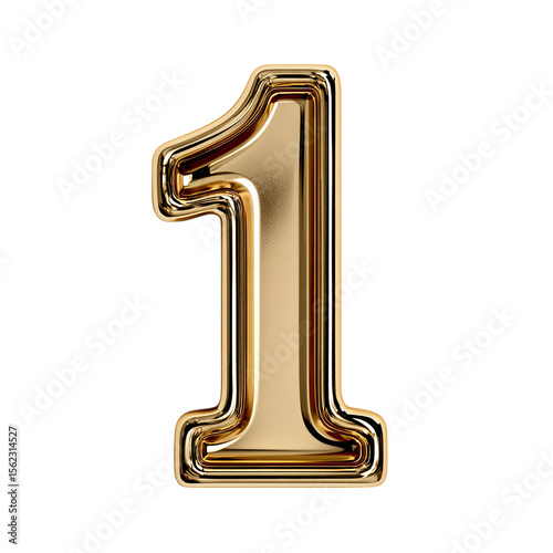 Number 1 in gold on transparent background