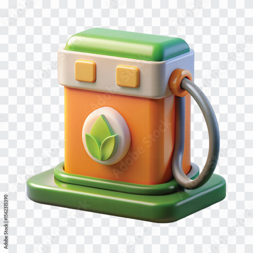 3D Bio Fuel Station Icon | Eco-Friendly Energy Pump, Sustainable Gas Station Symbol