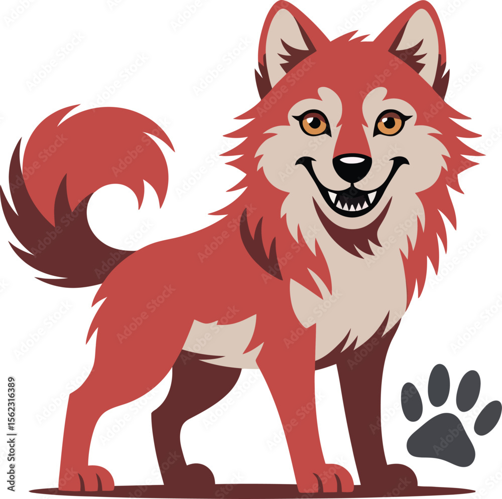 Fototapeta premium Cute cartoon a illustrator vector Red wolf