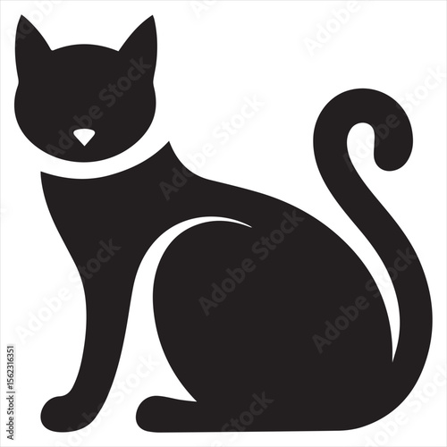 Minimalist Cat Logo Vector in Silhouette Style – Elegant Pet Icon for Veterinary Clinics, Pet Stores, Cat Grooming, Animal Rescue, Feline Brands, and Modern Pet Care Branding
