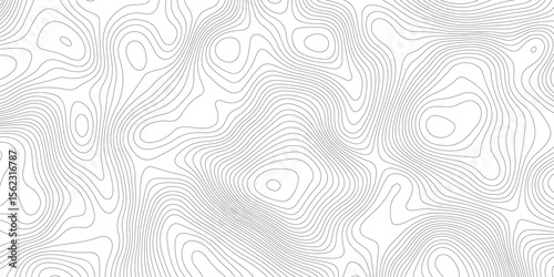 Abstract topographic map with thin black contour lines   white background, illustrating elevation changes across the terrain. and modern design