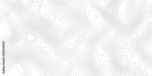 Abstract topographic map with thin black contour lines   white background, illustrating elevation changes across the terrain. and modern design