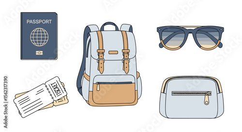 Colorful Travel Essentials Set for a Summer Adventure