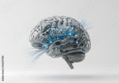 Wallpaper Mural Artificial Brain with Glowing Neural Connections Torontodigital.ca