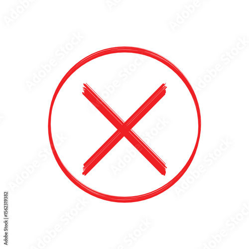 Red cross mark inside a red circle