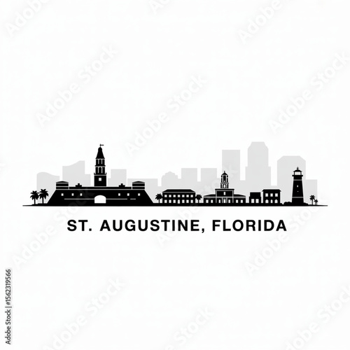 St. Augustine Skyline Silhouette — Historic Coastal Florida Vector Illustration