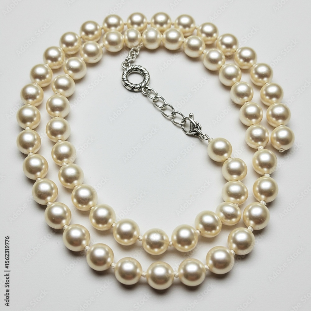 Classic Akoya Pearl Necklace with Sterling Silver Clasp Detail Classic Akoya Pearl Necklace with Sterling Silver Clasp Detail