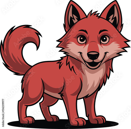Cute cartoon a illustrator vector Red wolf