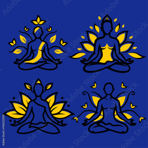 Meditating Female Silhouette Formed from Gently Rising Smoke Trails and Floating Sakura Petals