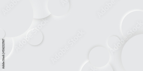 Abstract grey geometric overlapping circle background Neomorphs style. Presentation slide template. Vector circles design Object web Round shape clean modern poster, banner background Vector	