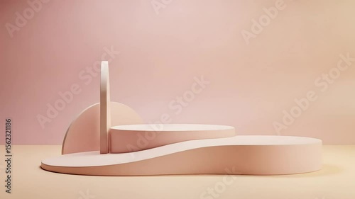 Abstract Pastel Pink Studio Set with Cylindrical Platforms
