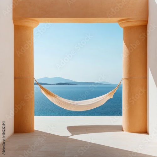 Seascape Hammock View Archway  Columns and Ocean Vista  Coastal Relaxation