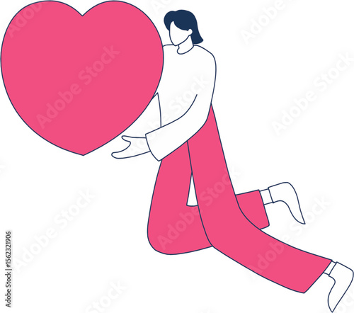 girl with heart vector perfect for design resources, powerpoint, presentation and poster