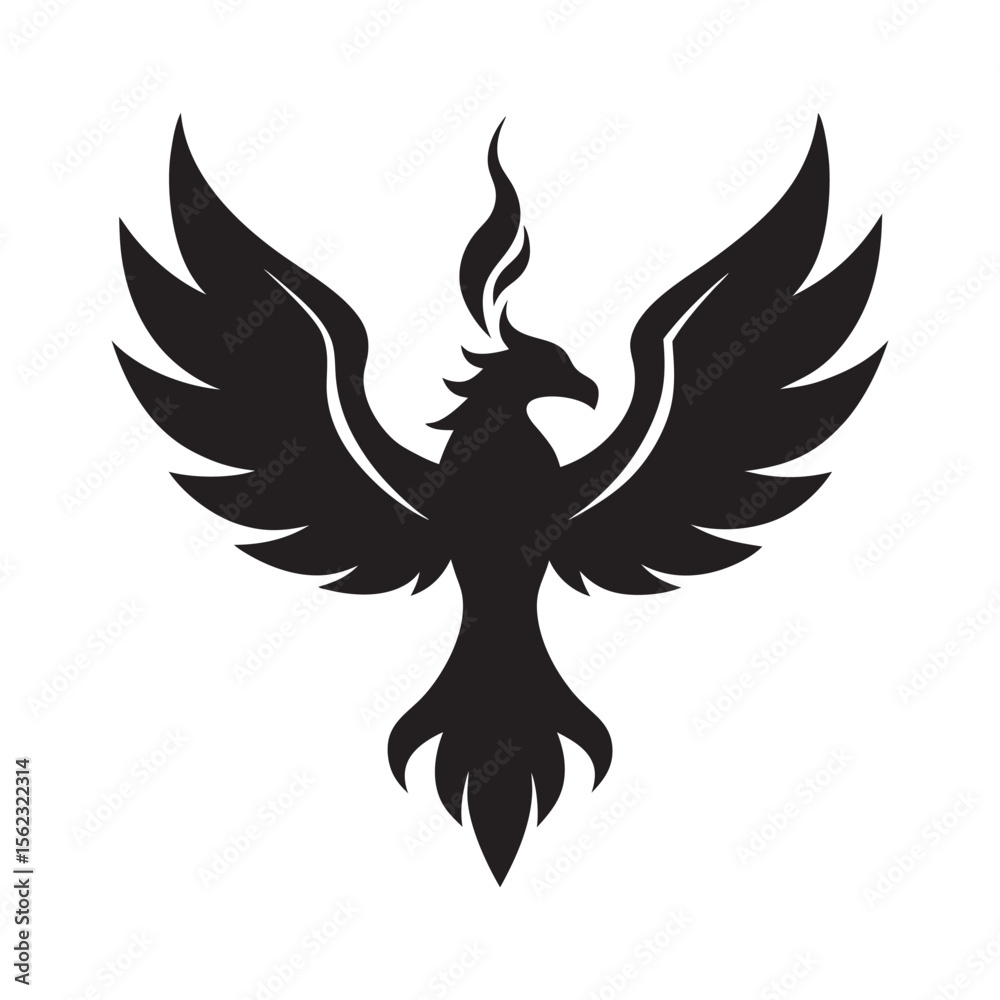 Obraz premium Flaming Phoenix Rising Up Silhouette