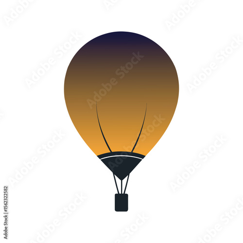 Hot Air Balloon Flying At Sunrise Silhouette