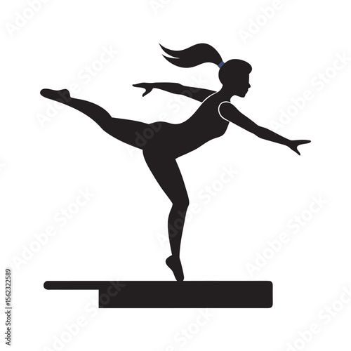 Balance Beam Gymnast Performing Silhouette
