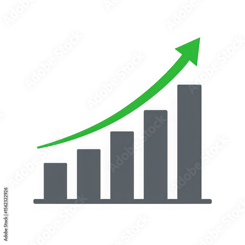 Bar chart with a green upward trending arrow indicating growth and success isolated on transparent background Free Download Bar chart with a green upward trending arrow indicating growth and success isolated on transparent background - GFXLoad