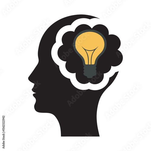 Innovative Brain With Lightbulb Silhouette