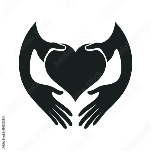 Pregnant Belly With Heart Hands Silhouette